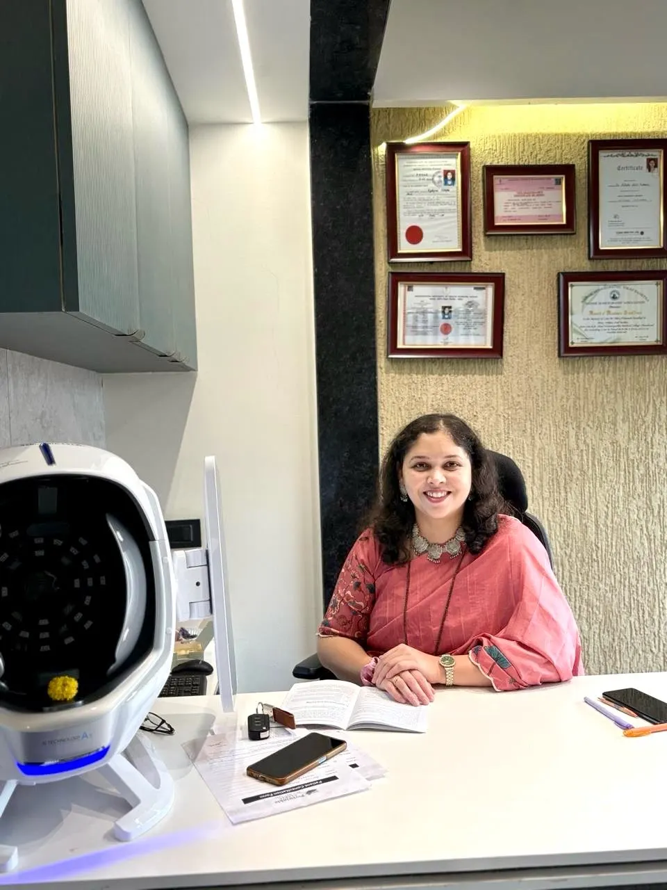 Dr. Nikita Kokane (Patil) at her consultation desk in Periwinkle Clinic